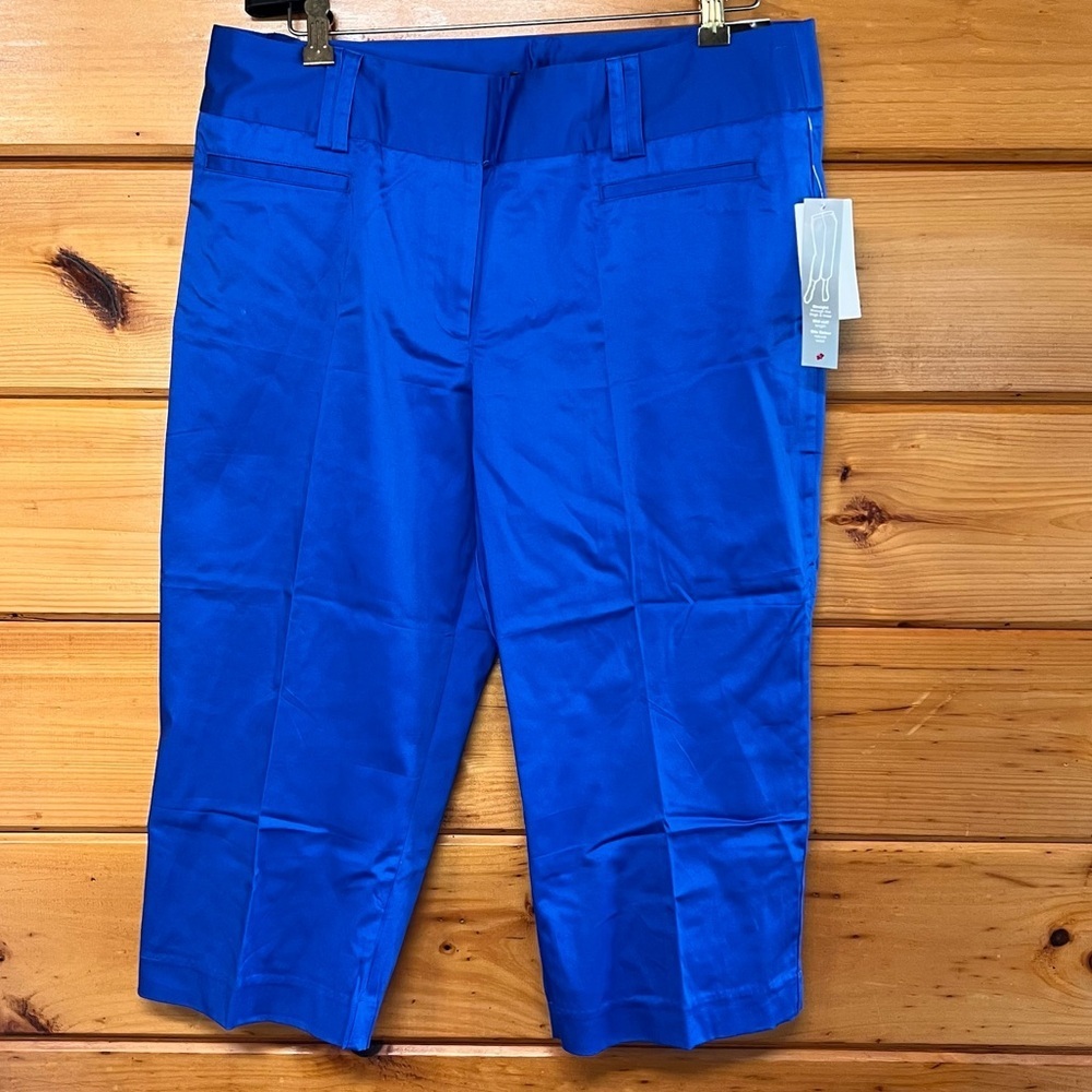 Fashion Bug Stretchy Royal Blue Cropped Women’s Straight Mid Calf Pants 16
